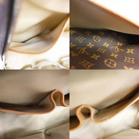 LOUIS VUITTON LV Logo Deauville Hand Bag Monogram Leather Brown - Picture 12 of 16